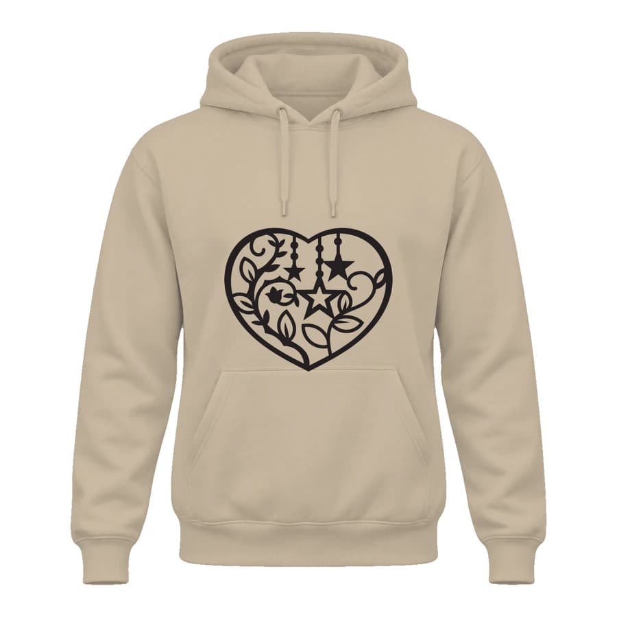 Hoodie — Cœur fleuri — Devant — Beige