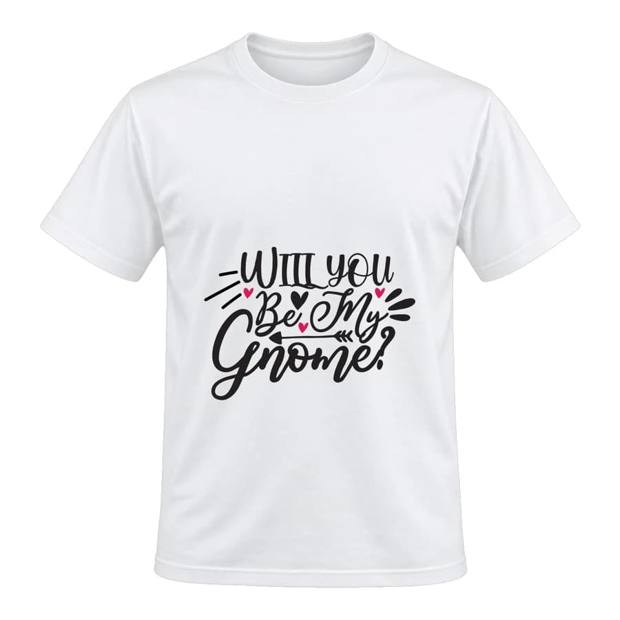 T-shirt — Will you be my gnome — Devant — Blanc